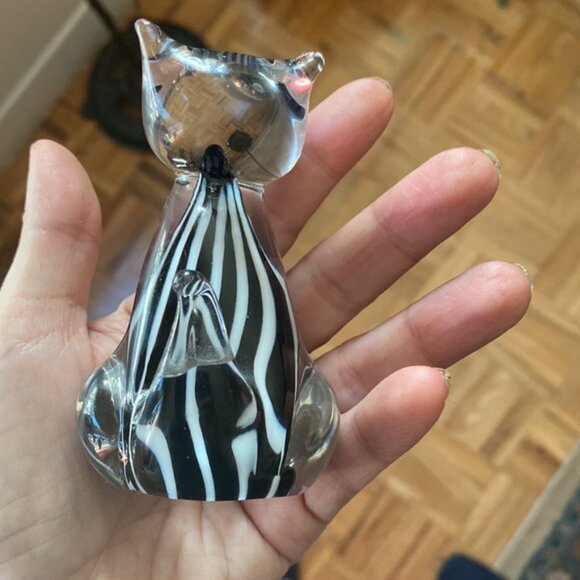 Cute vintage crystal art glass cat figurine - Picture 8 of 10